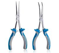 SPEEDWOX Long Reach Bent & Needle Nose Pliers with Smooth & Serrate Jaw