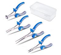 SPEEDWOX Long Reach Pliers Set with Storage Box 4 Piece Mini Pliers Kit Precision Slim Wire Cutters Fine Pliers for Hard to Reach Narrow Spaces High Leverage Reduce Efforts Tools for Mechanical Work