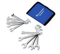 SPEEDWOX Mini Double Open Ended Wrench Set, Metric, 4-11 mm, Super Thin Angle Head, Open End, with Storage Bag for Furniture and Small Appliance Assembly, 10 Pieces
