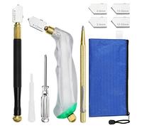 SPEEDWOX Pistol Grip Glass Cutter Tool Set Pencil Style Oil Feed Carbide Tip with 4 Replaceable Blades 2mm-20mm Tungsten Carbide Tip Scriber Oil Dropper Screwdrive for Glass Cutting Mirror Tiles