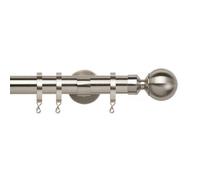Speedy 25-28mm Finesse Ball Satin Silver Extendable Curtain Pole 120-210Cm