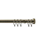 Speedy 28mm Stud End Cap Fixed Complete Curtain Pole Set, Antique Brass, 300cm