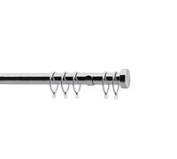 Speedy 28mm Stud End Cap Fixed Complete Curtain Pole Set, Chrome, 125cm