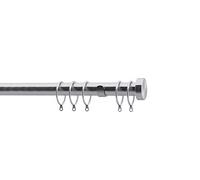 Speedy 28mm Stud End Cap Fixed Complete Curtain Pole Set, Satin Silver, 125cm