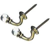 SPEEDY Accessories Crystal Palma Curtain Tie Back Hooks, Antique Brass, 2 Pack