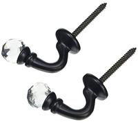 Speedy Accessories Crystal Palma Curtain Tie Back Hooks, Steel, Black, 4.5 x 2.5 x 10.5 cm
