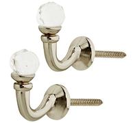 SPEEDY Accessories Crystal Palma Curtain Tie Back Hooks, Satin Silver, 2 Pack