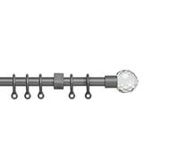 Speedy 13-16mm Acrylic Ball Extendable Complete Curtain Pole Set, Silver, 120-200cm