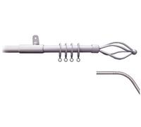 Speedy County Metal 19mm Crown 3 Sided Bay Curtain Pole Set, Silver, 420 Cm