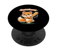 Speedy Fox Baseball Player Cartoon Animal Sports Fan PopSockets Adhesive PopGrip