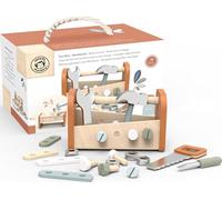Speedy Monkey 2-in-1 Toy Toolbox & Workbench | Includes Hammer, Saw, Wrench & More | Kids Tool Set | Toddler Toys for 3 Year Old Boys & Girls | Montessori Toys for 3 Year Old Boys & Girls
