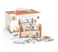 Speedy Monkey 2-in-1 Wooden Toolbox and Workbench for Kids, Toddler Gift | Includes hammer, saw, wrench and more, 2 in 1 toolbox and workbench, Montessori toy for 3 year olds, Kids Tool Set