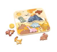 Speedy Monkey 696011 Dinosaur Shape Puzzle Wooden Toy from 1 Year | Wooden dinosaur puzzle with extra thick pieces for gripping and standing up. Promotes motor skills, logic and imagination