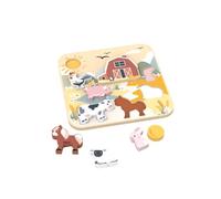 Speedy Monkey 696013 Shape Puzzle Farm Wooden Toy from 1 Year | Wooden farm peg puzzle from 1 year with extra large, standing pieces - promotes motor skills, logic and imagination