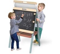 Speedy Monkey Adjustable Wooden Easel for Kids, Double Sided, Toddler Gift | Double sided blackboard and whiteboard, adjustable and foldable stand, FSC wood, non-toxic, smooth edges