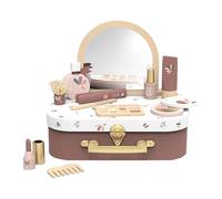 Speedy Monkey Beauty Suitcase for Toddlers 36m+ | Wooden Pretend Play Makeup Kit with 12 Accessories | Kids Imaginative Play Vanity Toy Set | Fake Cosmetics Playset & Roleplay Gift for Girls