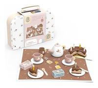 Speedy Monkey Birthday Tea Set - Includes Teapot, Cups, Saucers, Play Food & Blanket with Case | Premium FSC Certified Wood | Safe Non-Toxic Paint & Smooth Edges | Great Boys & Girls Toys Age 4