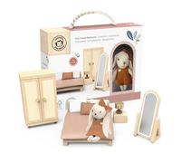 Speedy Monkey Doll House Bedroom Playset - Wooden Playhouse with Bunny Character & Furnitures Set for Kids, Pretend Play Dollhouse and Imaginative Room Décor Storytelling for Toddlers & Preschoolers