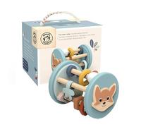 SPEEDY MONKEY Fox Roller Rattle Baby Toy, Wooden, 6M+, Toddler Gift | Wooden animal sensory rolling toy, developmental rattle for crawling and motor skills, babies from 6 months