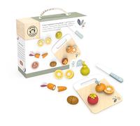 Speedy Monkey Fruits & Vegetables Cutting Playset - Wooden Play Food Toy Kitchen Accessories with Safe Knife, Fruits & Vegetables | Wooden Food Toys | 3+ Years Toddler Toys