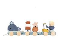 SPEEDY MONKEY Ocean Train Stacker for Toddlers 12m+ | Wooden 15 Piece Stacking & Sorting Toy | Seaside-Themed Train Pull Along for Walking & Crawling | Fine Motor & Early Learning Gift for Kids
