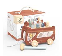 SPEEDY MONKEY Pull-Along Bus Pounding Bench with 8 Characters, Toddler Gift