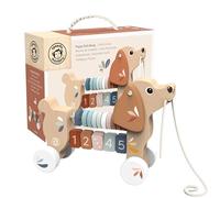 Speedy Monkey Puppy Pull Along for Toddlers 12m+ | Wooden Dog Pull Toy with Counting Numbers & Colorful Rings Abacus for Early Walkers | Gross Motor Skills & Early Learning Activity Gift for Kids