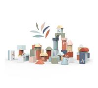 SPEEDY MONKEY 50 Pcs Wooden Building Block Set - + Bucket with Shape Sorting Lid | FSC Certified Wood | Non-Toxic Paint |Fun Toys for 1 Year Old Boys & Girls - Perfect 1 Year Old Boy Toys