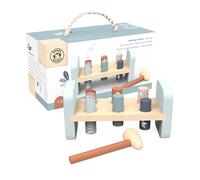 SPEEDY MONKEY Tap Tap Hammer Bench with 6 Pegs, Wooden Toy, Toddler Gift | 6 coloured wooden pegs and a sturdy hammer, reversible bench, safe gentle edges, non-toxic paint, FSC wood