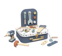 SPEEDY MONKEY Tools Suitcase for Kids 36m+ | Pretend Play Tool Set with 19 Accessories, Toy Drill & Hanging Board | Wooden Construction Kit for Boys & Girls | Fine Motor Skills & Imaginative Play