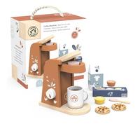 Speedy Monkey Toy Coffee Machine - Beautiful Design | Sustainable Wooden Play Kitchen Accessory with FSC Wood & Smooth Edges | Perfect Kids Wooden Toys Toddler | Toy Gift for Girls & Boys