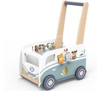 SPEEDY MONKEY Van Multi-Activity Walker for Toddlers 12m+ | Wooden Baby Walker & Activity Station for Kids & Preschoolers | Animal Shape Sorter & Early Learning Push Toy for Boys & Girls