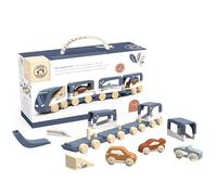 SPEEDY MONKEY Wooden Car Transporter Train for Toddlers, Kids Gift