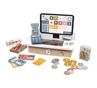 SPEEDY MONKEY Wooden Cash Register for Toddlers 36m+ | Pretend Play Shopping Set with Coins, Card & Notes | Imaginative Roleplay Grocery Store Playset for Kids | Money Counting & Early Learning Toy