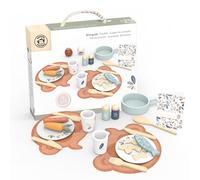 Speedy Monkey Wooden Dining Set, 19 Piece Kitchen Accessories, Toddler Gift | 19 piece educational wooden dining set, kitchen accessories, safe smooth edges, non-toxic paint