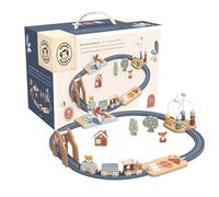 Speedy Monkey Wooden Railway Activity Set for Toddlers 24m+, Kids Gift | Multicolour train track playset with gears, beads and shape sorter, early learning activity toy for kids