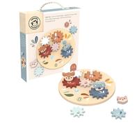 SPEEDY MONKEY Wooden Spin Gear Toy for Toddlers 18m+, Educational Kids Gift | Colourful spinning gears board and stacking toy, wooden tool activity set for fine motor and STEM learning