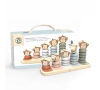 SPEEDY MONKEY Wooden Stacking Monkeys | Montessori Toys for 1 Year Old Boys & Girls Gifts, Baby Stacking Cups & Rings | Sensory Montessori Toys for 1+ 2 3 Year Olds, Toys for Babies 6-12 Months