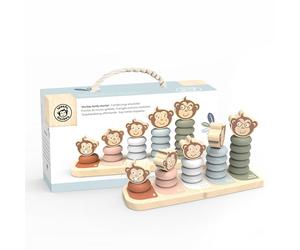 SPEEDY MONKEY Wooden Stacking Monkeys, Montessori Baby Toy, Toddler Gift | Montessori stacking toy for babies 6 to 12 months and 1 to 3 year olds, sensory play, wooden build