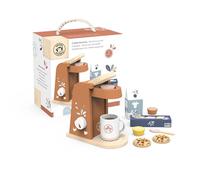 Speedy Monkey Wooden Toy Coffee Machine, Play Kitchen Accessory, Kids Gift | Sustainable wooden play kitchen accessory with FSC wood and smooth edges, pretend play toy for kids, Beautiful Design