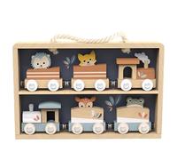 SPEEDY MONKEY Wooden Train Toy Set for Kids | Animal Train Playset with Storage Display Case for Toddlers 24m+ | Multicolor Vehicle STEM Educational Toy for Boys & Girls | Early Learning Railway Set