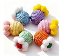 Speedy Panther Interactive Cat Ball Toy Set, Colourful Cotton Rope Balls with Bells, Kitten Toy Self-Play Dental Care and Exercise