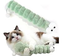 Speedy Panther Plush Catnip Toy for Indoor Cats, Interactive Kitten Chew Toy, Cat Kicker Pillow, Cute Caterpillar Design, Green