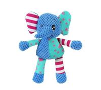 Speedy Panther Plush Elephant Dog Toy, Squeaky Chew Toy with Soft Chenille Texture, Blue and Mint Green with Pink Stripes, for Small Medium Large Dogs