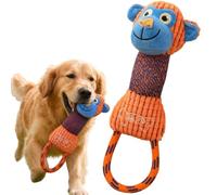 Speedy Panther Plush Monkey Squeaky Dog Toy with Rope for Dogs | Soft Chew Toy, Small Medium Large Dogs, Monkey Design, Rope Ring Handle, Corduroy Texture