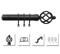 Speedy Pristine 25 - 28mm Cage Extendable Metal Curtain Pole Set, Black, 170 - 300 Cm