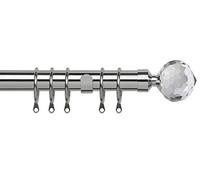 Speedy Pristine Crystal Extendable Complete Curtain Pole Set, Chrome, 170-300 cm x 25-28 mm