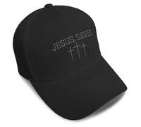 Speedy Pros Baseball Cap Jesus Saves Gray Embroidery Dad Hats for Men & Women Strap Closure, Black Design Only, One size