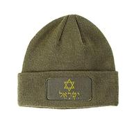 Speedy Pros Custom Patch Beanie Hebrew Israel Star of David B Embroidery Acrylic, Olive Green, One size