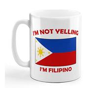 Speedy Pros I'M Not Yelling I Am Filipino Philippines Filipinos Ceramic Coffee Tea Mug Cup Holiday Christmas Hanukkah Gift For Men & Women